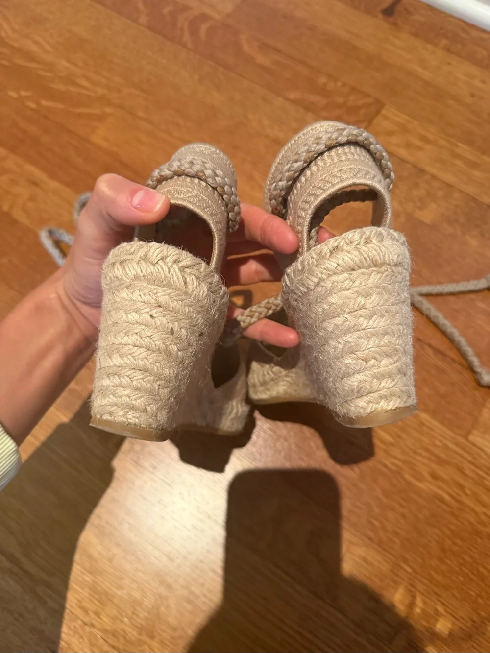 Dior Natural Beige Lace-Up Espadrille wedge
